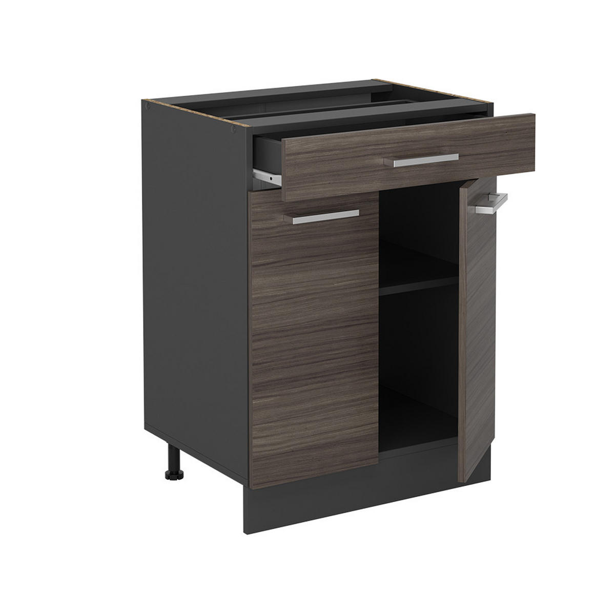 KÜCHENUNTERSCHRANK R-Line Edelgrau 60 cm mit Schublade, ohne Arbeitsplatte - Anthrazit/Braun, Holzwerkstoff (60/81.6/46cm) - Vicco