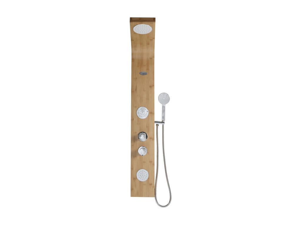 MASSAGE Duschsäule mit Regendusche - 20 x 140 cm - Bambus - TISSIA - Naturfarben, Holz (20/140/20cm) - Vente-Unique
