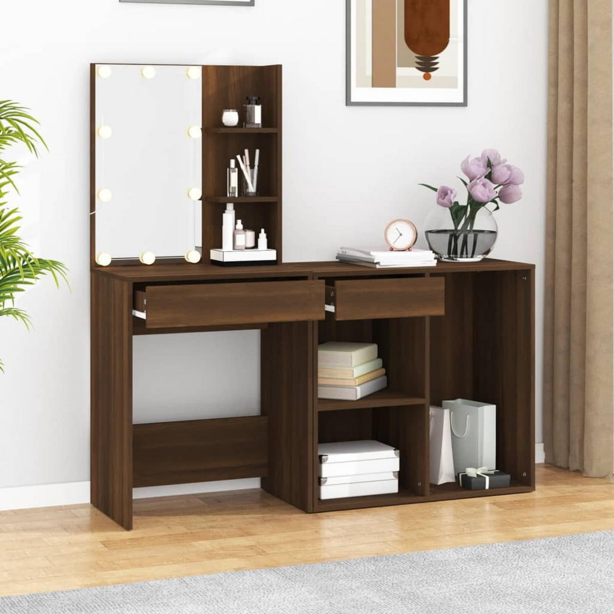 SCHMINKTISCH Cole 75/40/80 cm - Braun, Holzwerkstoff (75/80/40cm) - Nettlife