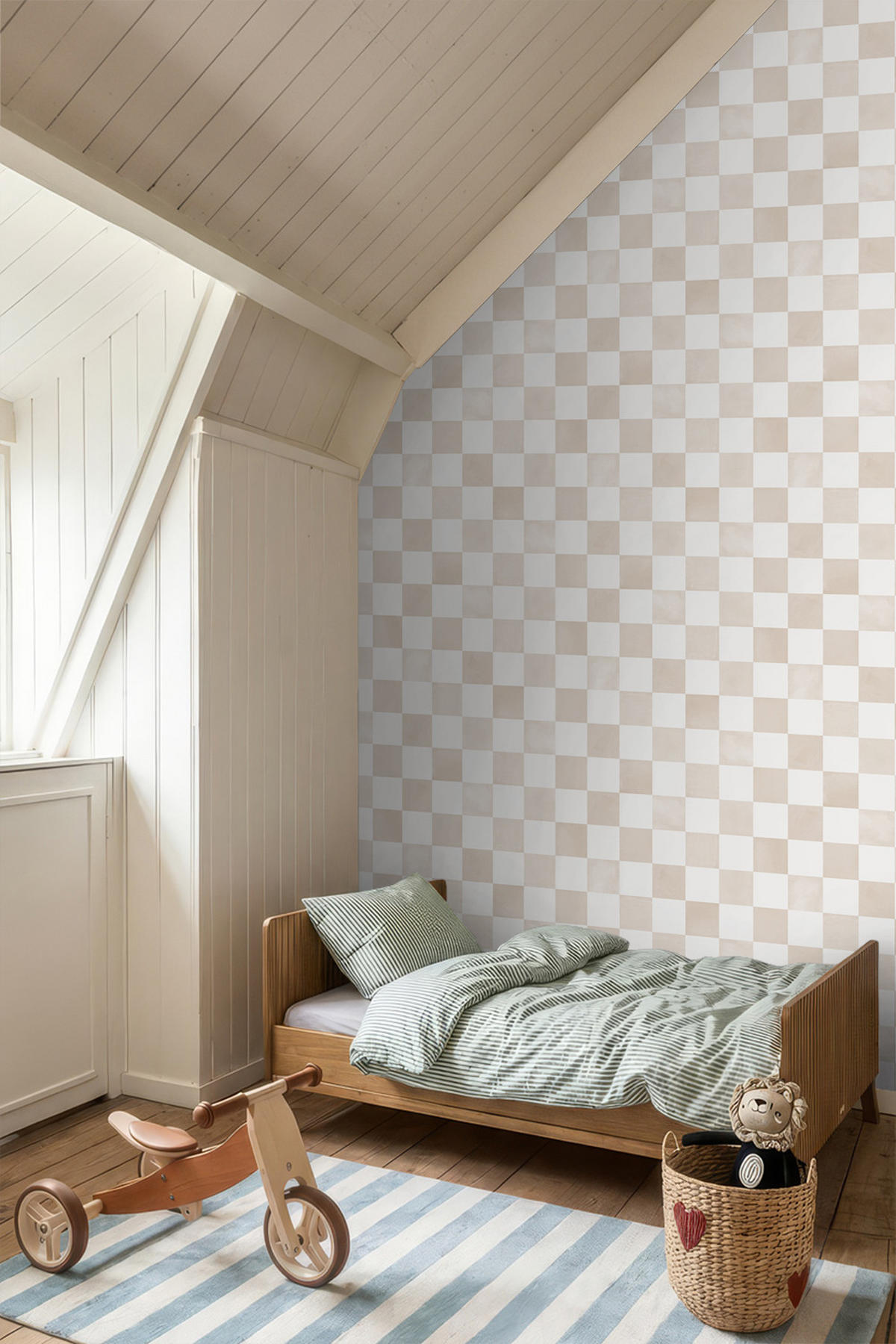 TAPETE Karomuster 53 cm x 10.05 m - Beige, Papier (53/1000cm) - ESTAhome
