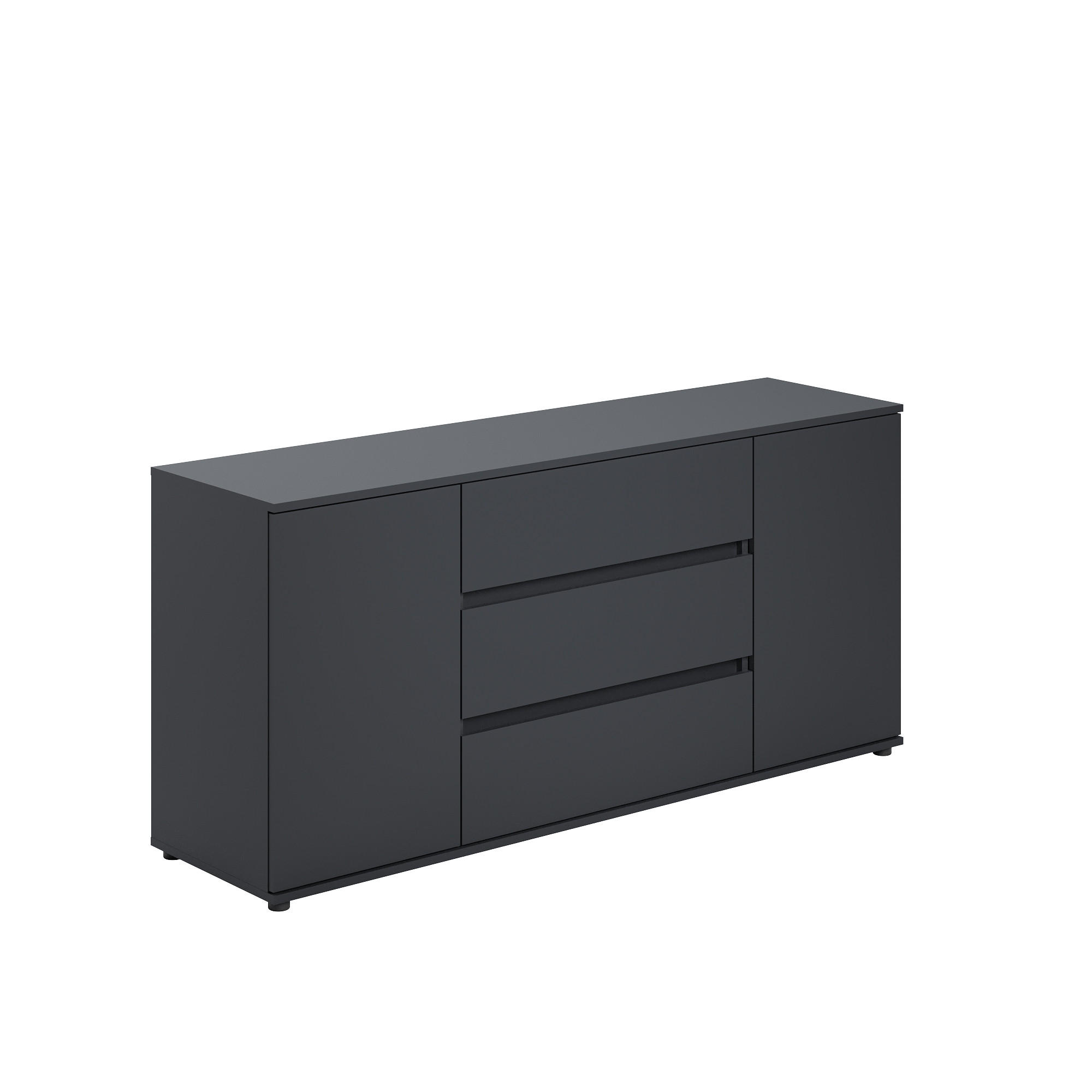 Home Collective KOMODA, šířka 150 cm, se dvěma dvířky a třemi zásuvkami, antracitová