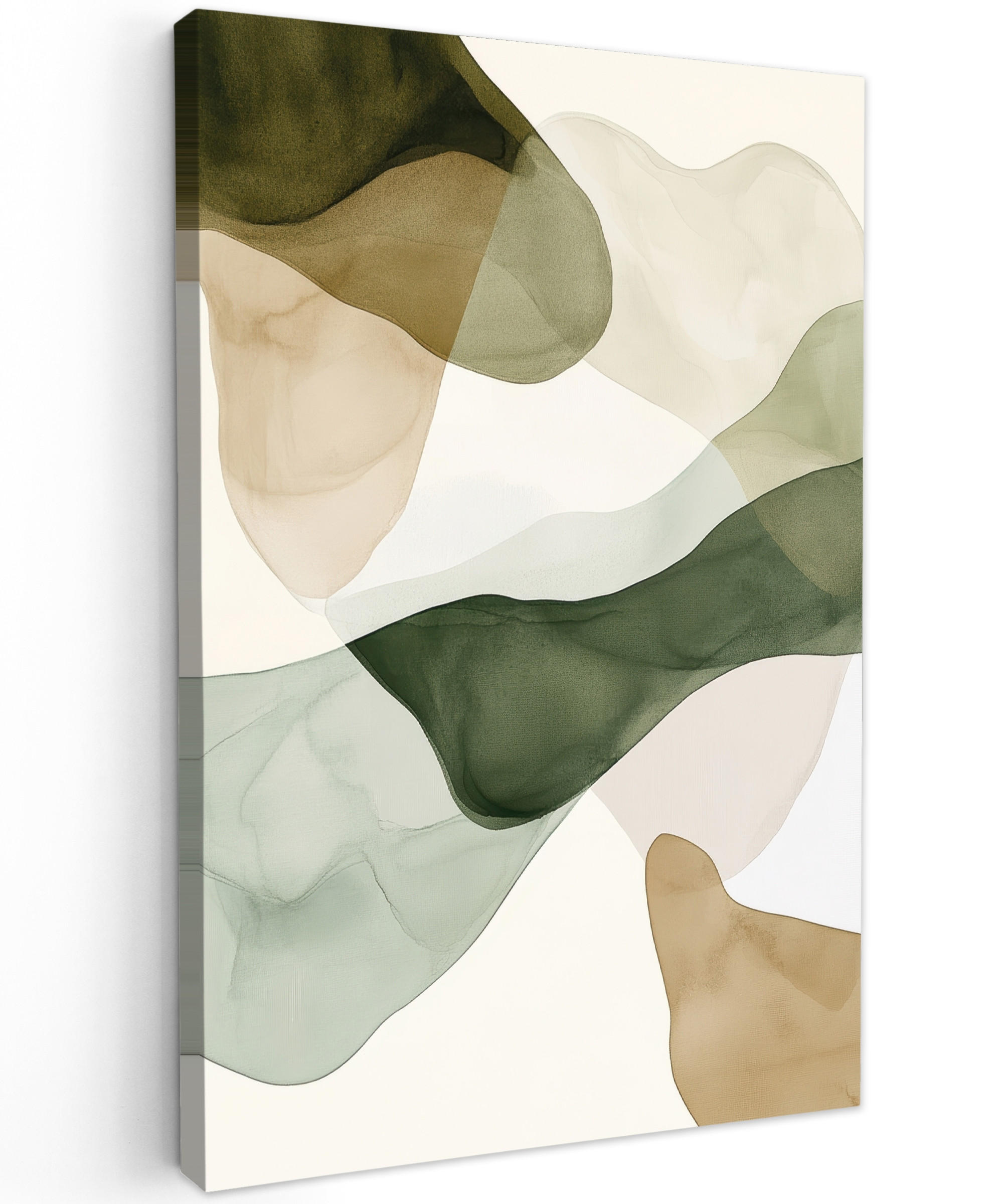 LEINWANDBILD Japandi - Abstrakt - Grün 90x140 cm - Salbeigrün, Textil (90/140cm) - MuchoWow