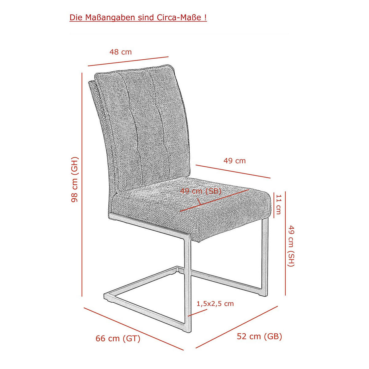 SCHWINGSTUHL 2 Stück Olivia - Anthrazit - Anthrazit/Schwarz, Textil/Metall (52/98/49cm) - Hela Vertriebs GmbH