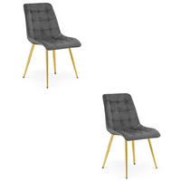 STUHL Dunkelgrau 49x60 cm SPLIT Samtbezug x 2 - Grau, Metall (49/59/60cm)