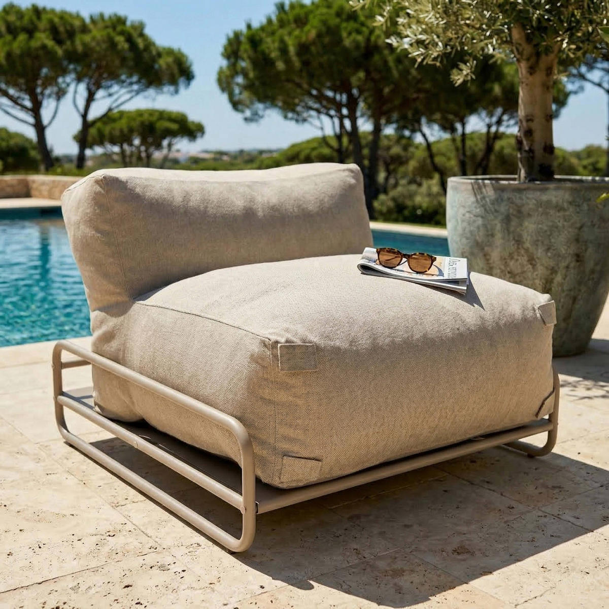 LOUNGESESSEL, Beige - Beige, Textil (97/77/97cm) - Oviala