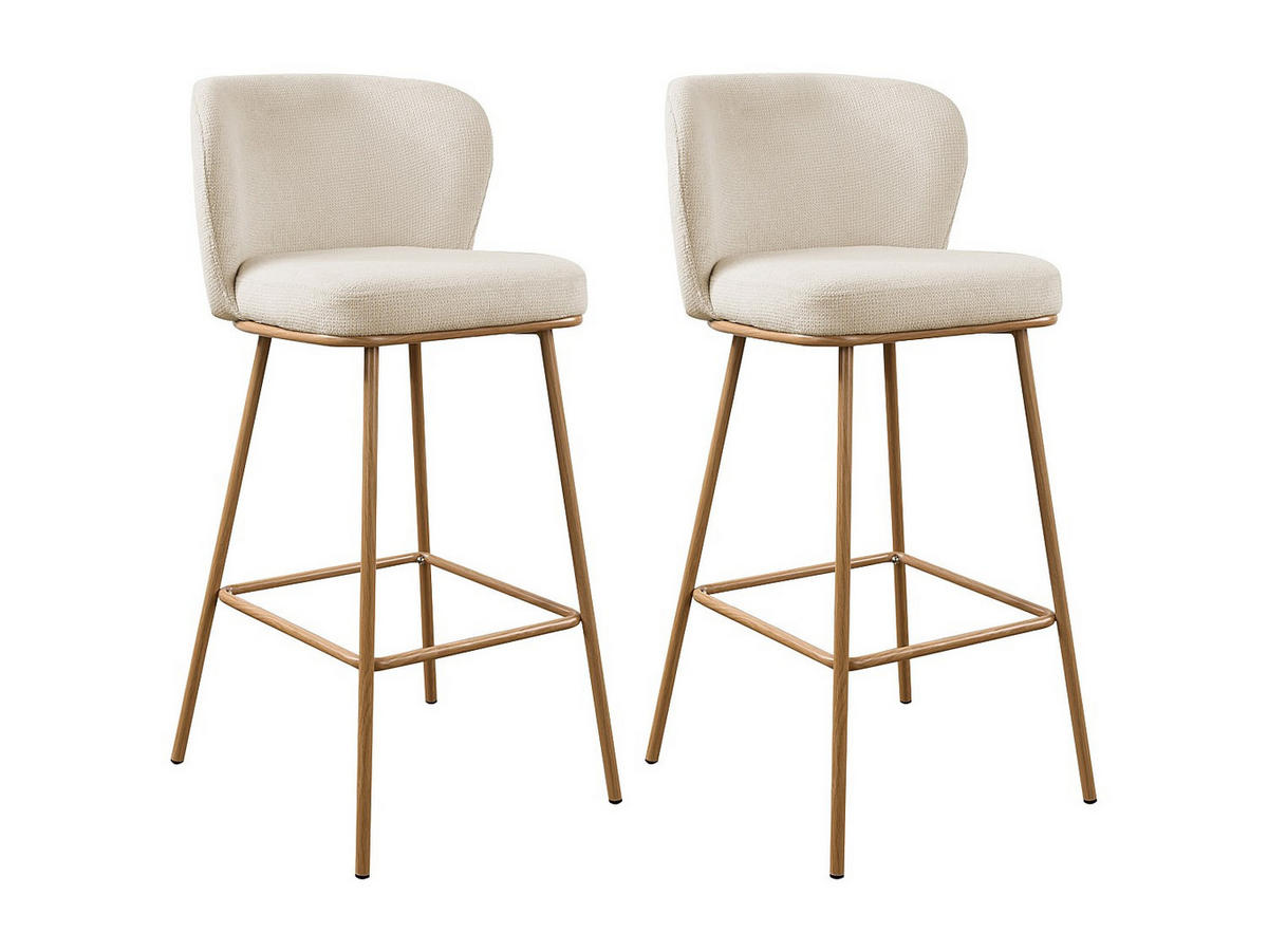 BARHOCKER - 50 cm x 54 cm - stoff - beige Senorase - Beige, Textil/Metall (50/97/54cm) - Vente-Unique