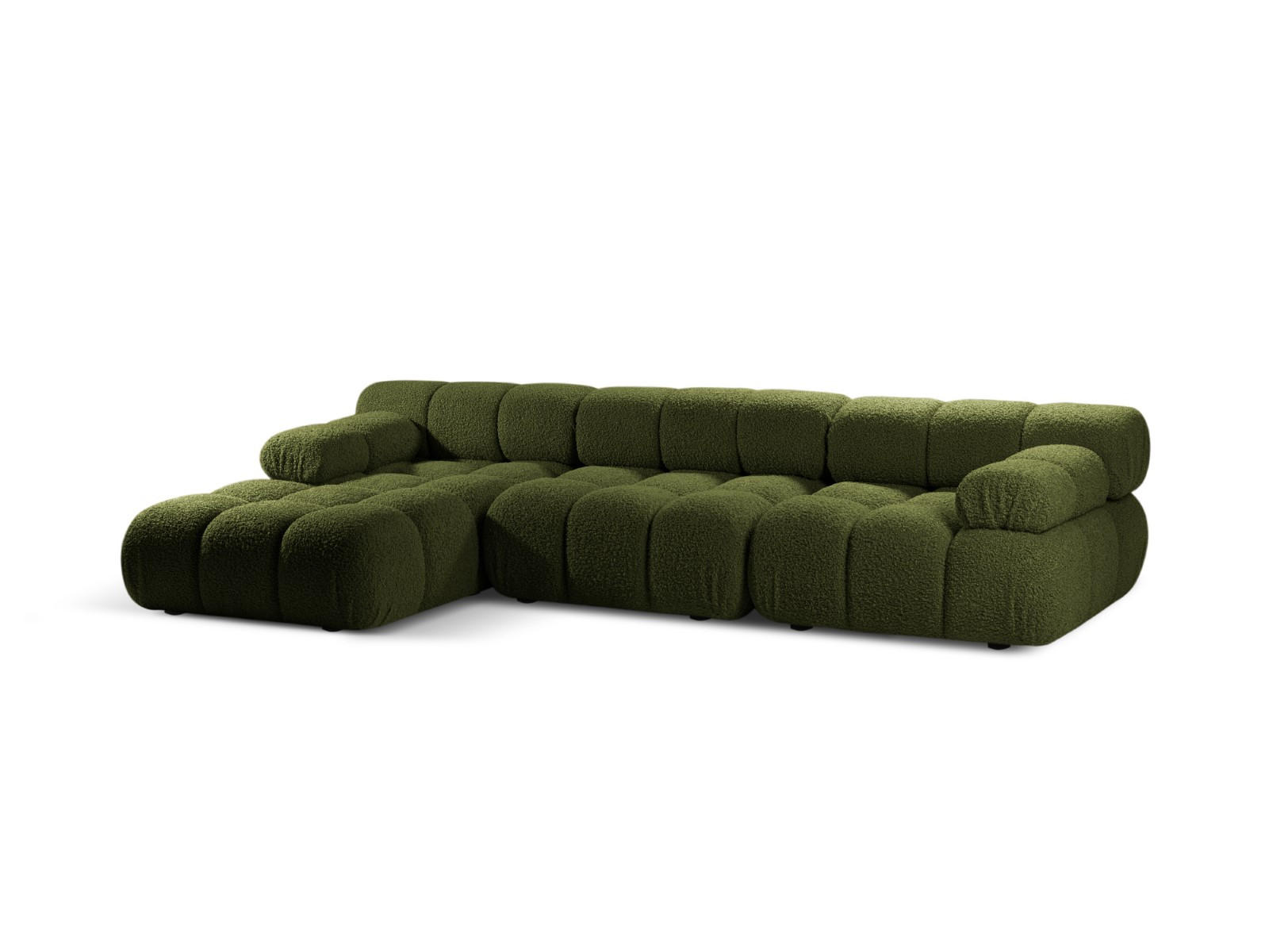 ECKSOFA modular links Bellis aus Boucle grün 4 Sitzplätze - Grün, Textil (155/282cm) - Micadoni