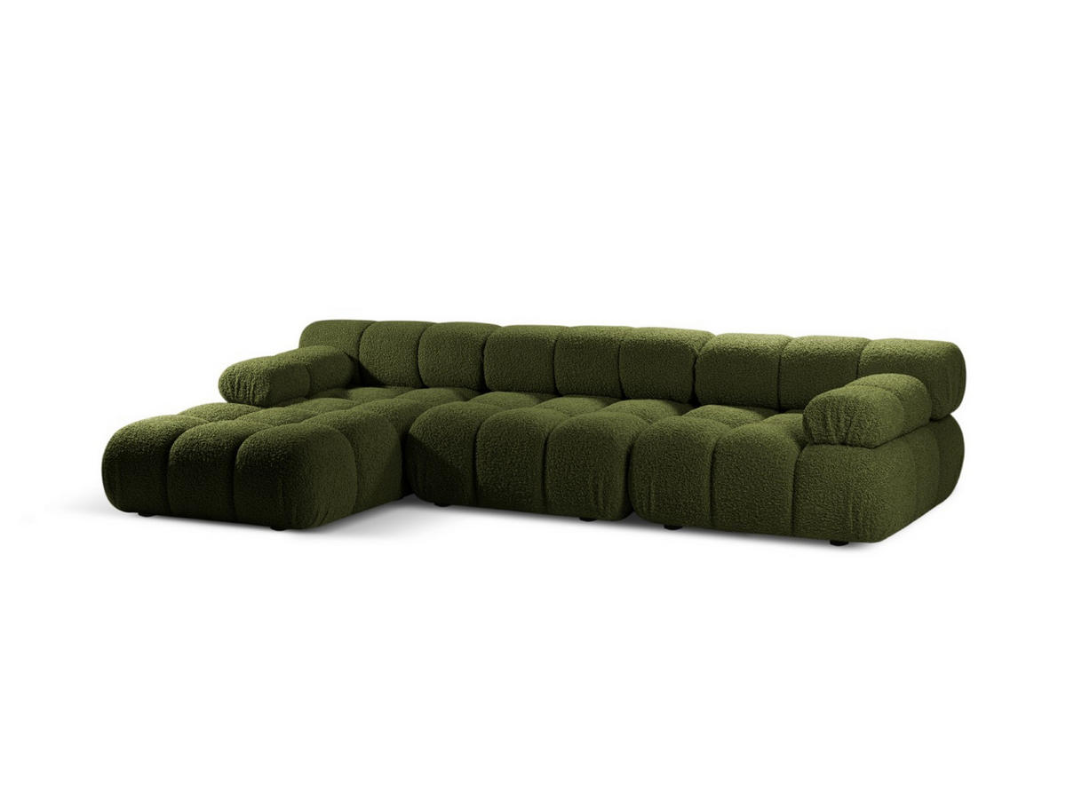 ECKSOFA modular links Bellis aus Boucle grün 4 Sitzplätze - Grün, Textil (155/282cm) - Micadoni