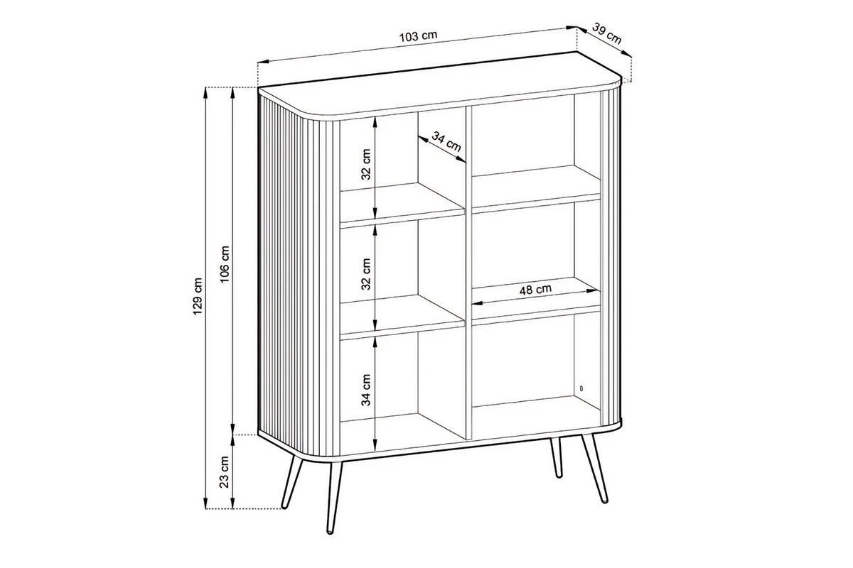 HOCHKOMMODE MODERNO 103/129/39 in Schwarz - Schwarz, Holzwerkstoff (103/129/39cm) - Deine Möbel 24