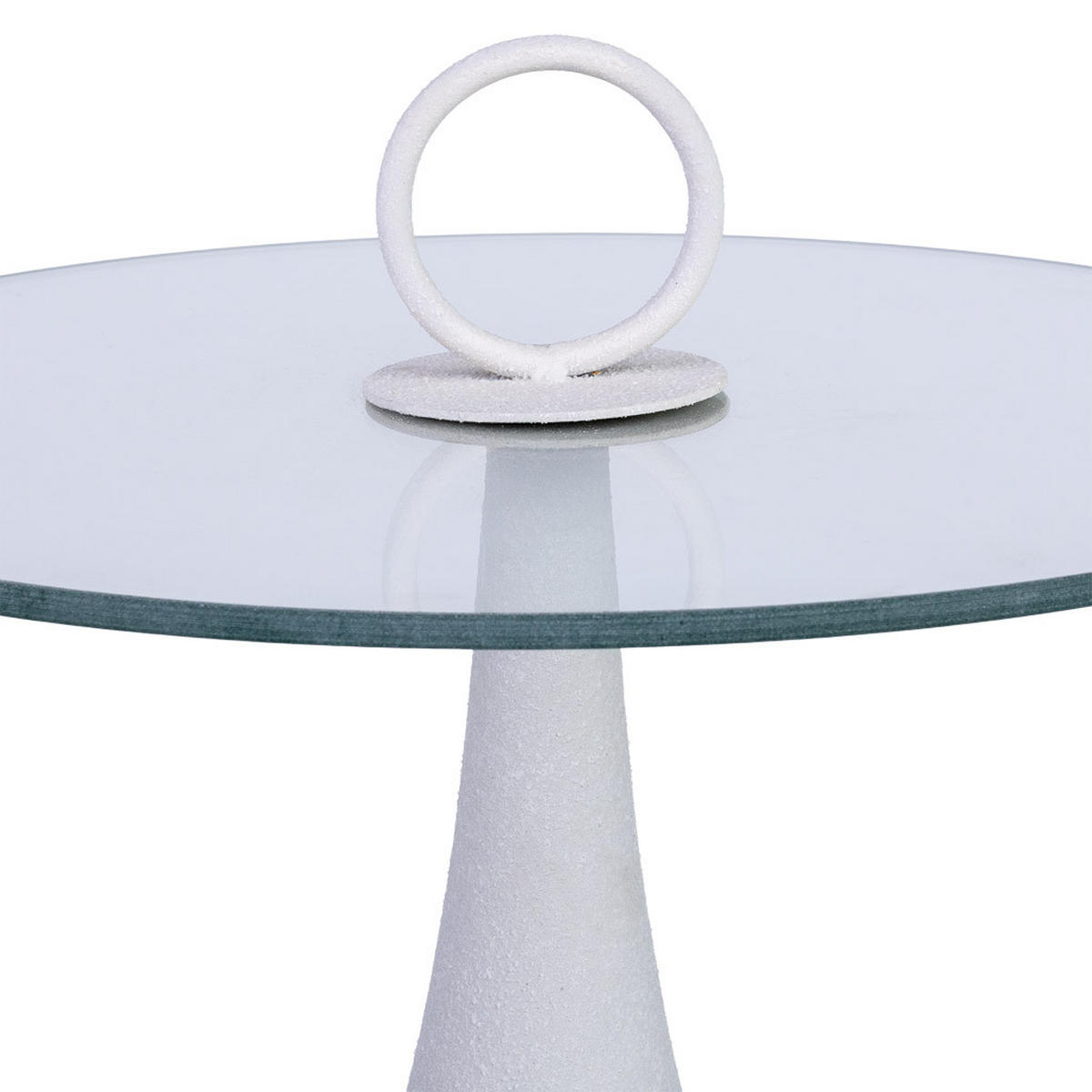 TISCH aus Metall und Glas, weiß, 40x43cm - Weiß, Metall (40/40/51cm) - Wanderlust