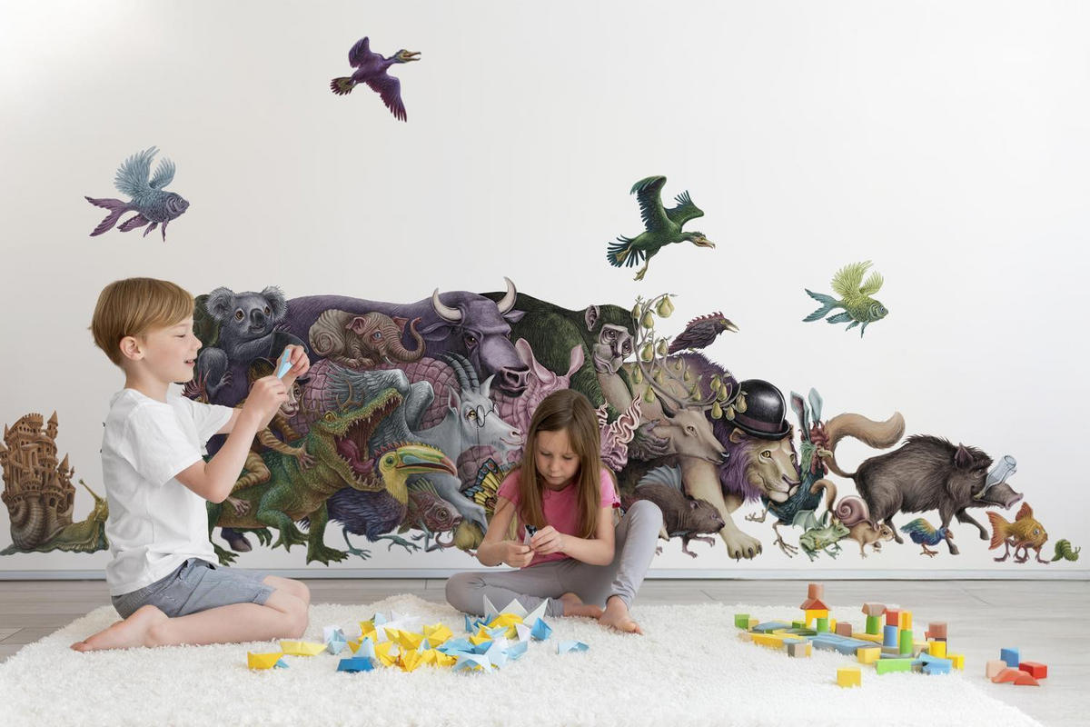 WANDAUFKLEBER 80x138cm - Magische Kreaturen - Multicolor, Kunststoff (80/138/0.1cm) - Wallfluent