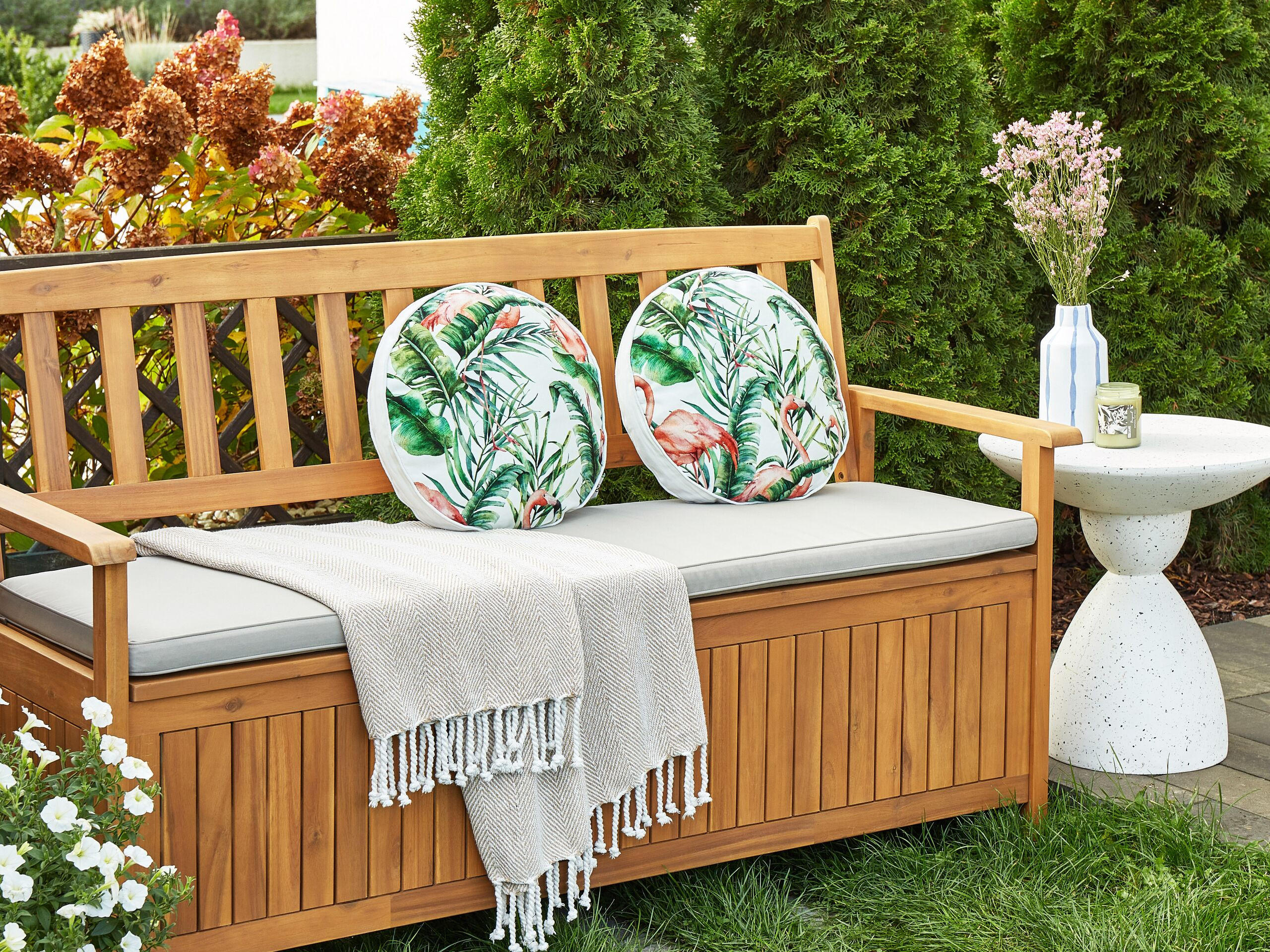 GARTENKISSEN 2er-Set Flamingomuster mehrfarbig 40 cm Ellera - Multicolor, Textil (40/40cm) - Beliani