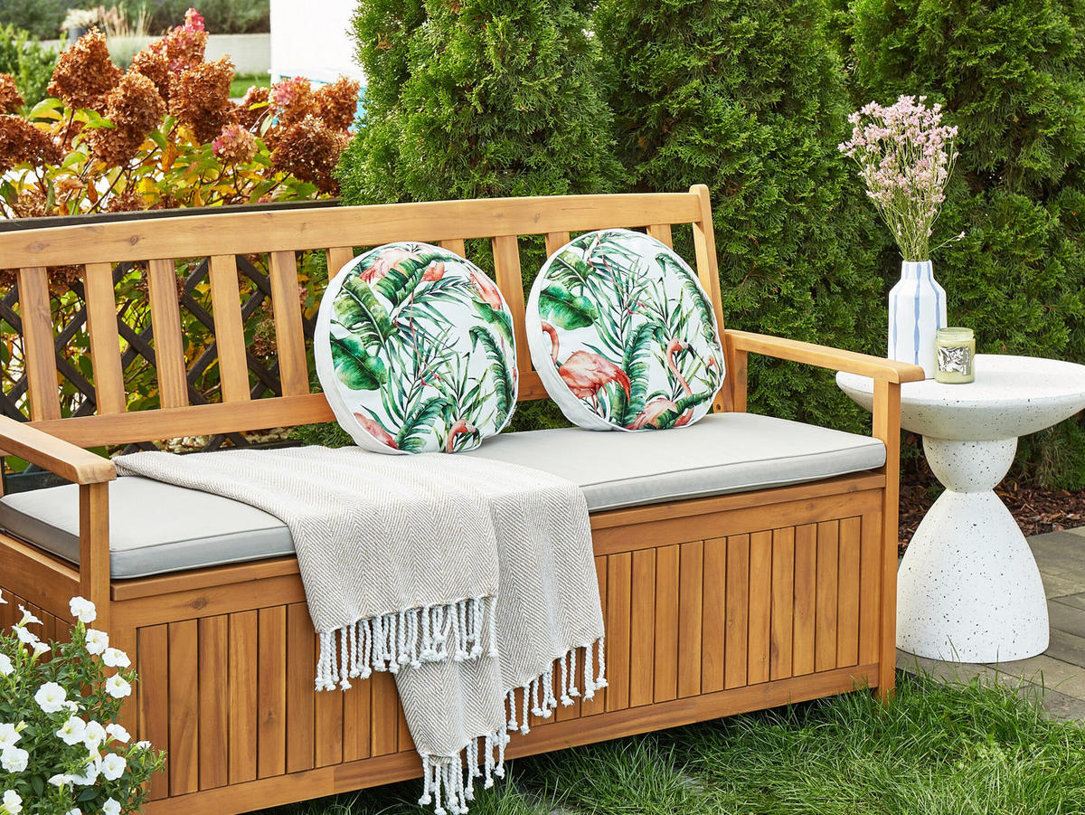 GARTENKISSEN 2er-Set Flamingomuster mehrfarbig 40 cm Ellera - Multicolor, Textil (40/40cm) - Beliani