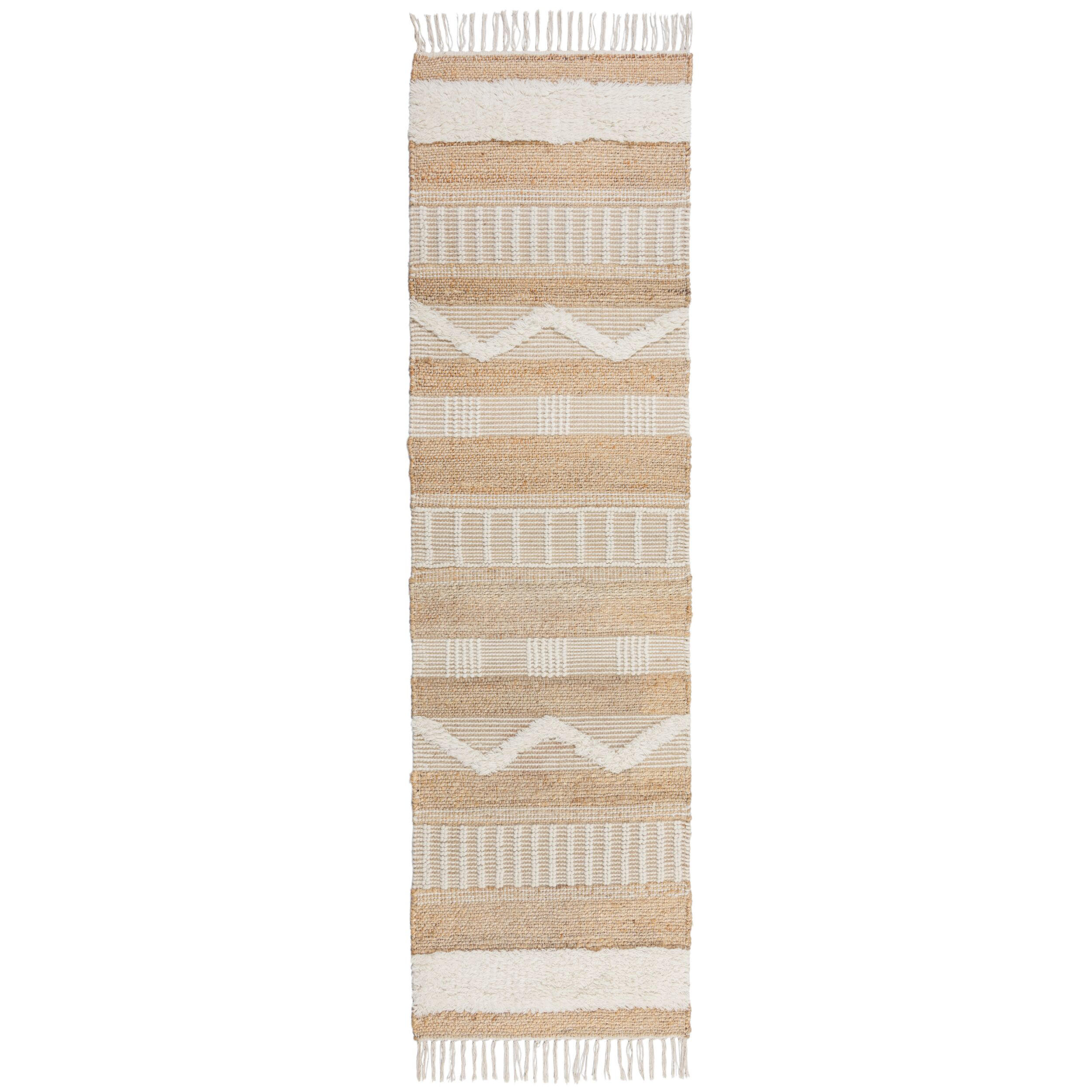 NATURTEPPICH handgewebt Jute-Wolle-Mix skandinavisch WHARFE, Braun-Beige 60x230 cm - Braun, Textil (60/230cm) - KADIMA DESIGN