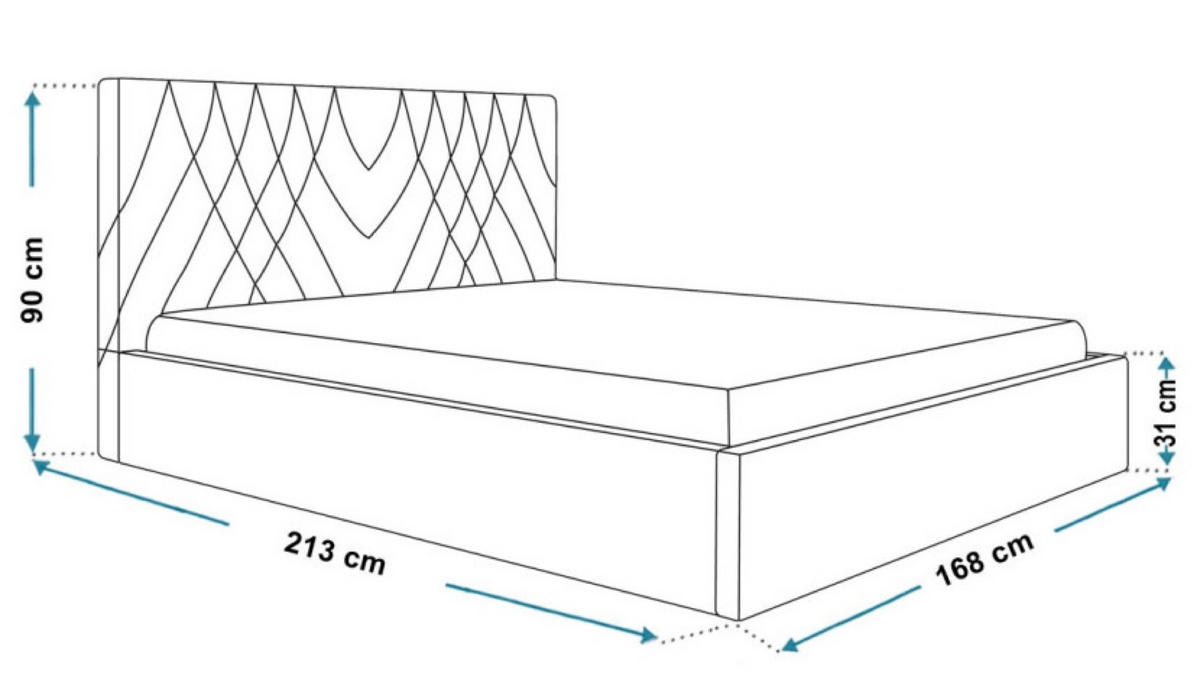 BETT Blau OLDO 5 Gepolstert Hydrophobes Gewebe 160x200 cm - Blau/Schwarz, Textil (160/200cm) - Sepro Meble