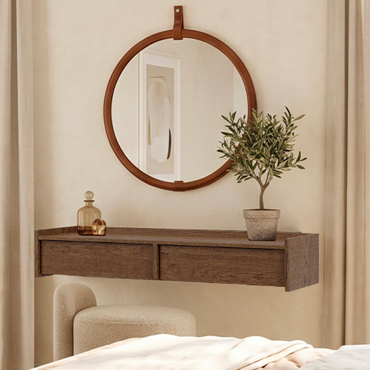 KONSOLE Japandi Dunkles Holz - Braun, Holzwerkstoff (105/21.5/34cm) - Petits-meubles