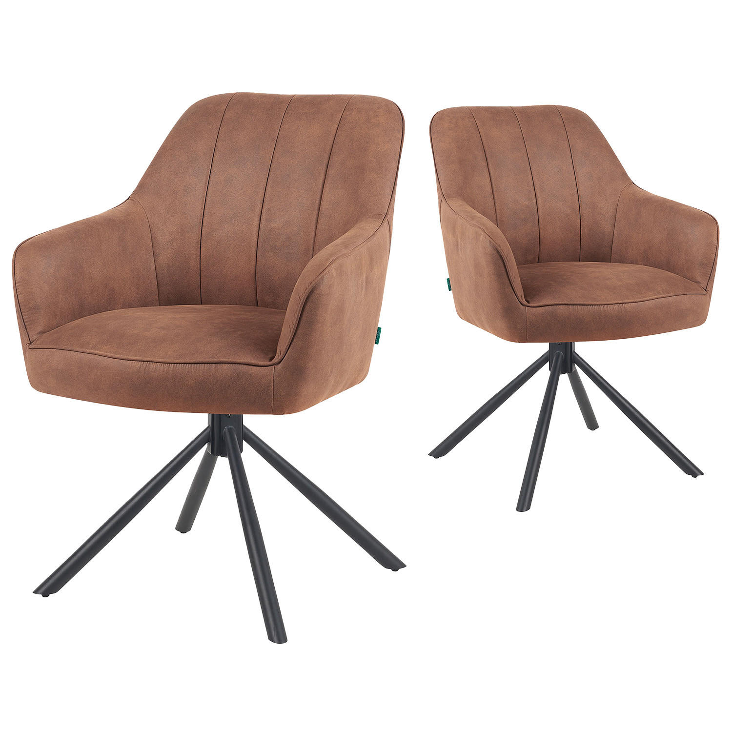 ARMLEHNSTUHL Mika-Piet 2er-Set - Schwarz/Braun, Textil/Metall (60/87/65cm) - DUBI Möbel