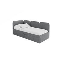EINZELLBETT Jugendbett mit Bettkasten, Rechts - ALVY 80x200 Dunkelgrau - Schieferfarben, Holzwerkstoff/Textil (80/200cm) - ALTDECOR