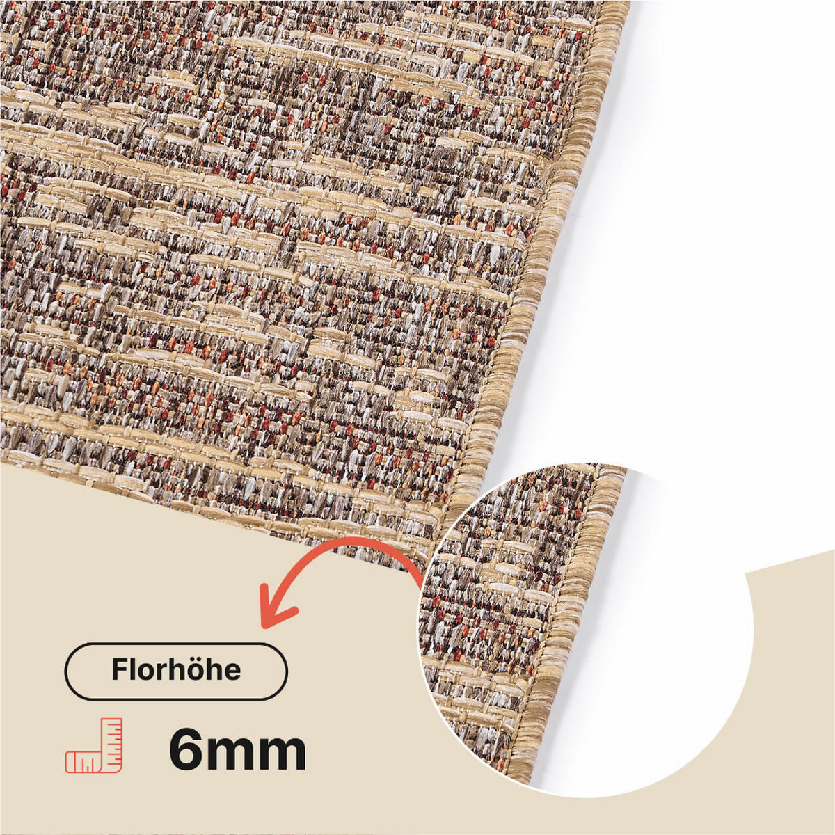 TEPPICH YUCANA Beige Outdoor Flachgewebe 140/200 cm - Beige, Textil (140/200cm) - Tapiso