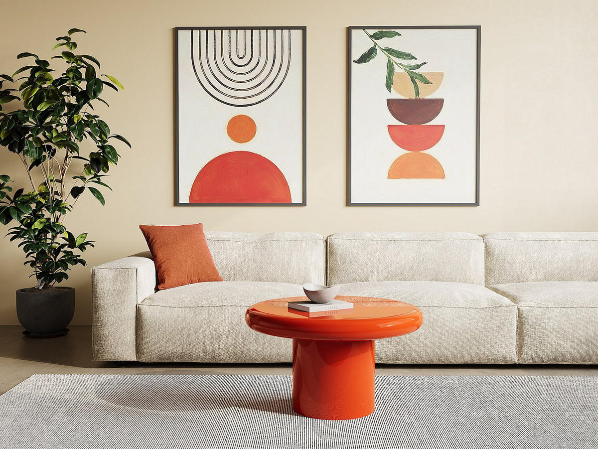 COUCHTISCH - 72 cm x 72 cm - Metall - Orange - GAVYKA - Orange, Metall (72/72/42cm) - Vente-Unique