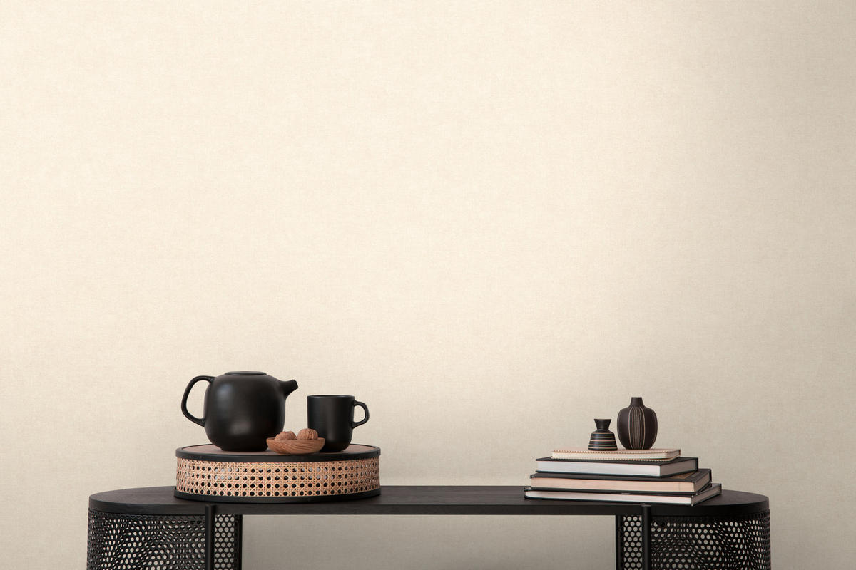 VLIESTAPETEN Livingwalls Paradise Garden, Unis, creme - Goldfarben/Petrol, Papier (530/10050cm) - Livingwalls