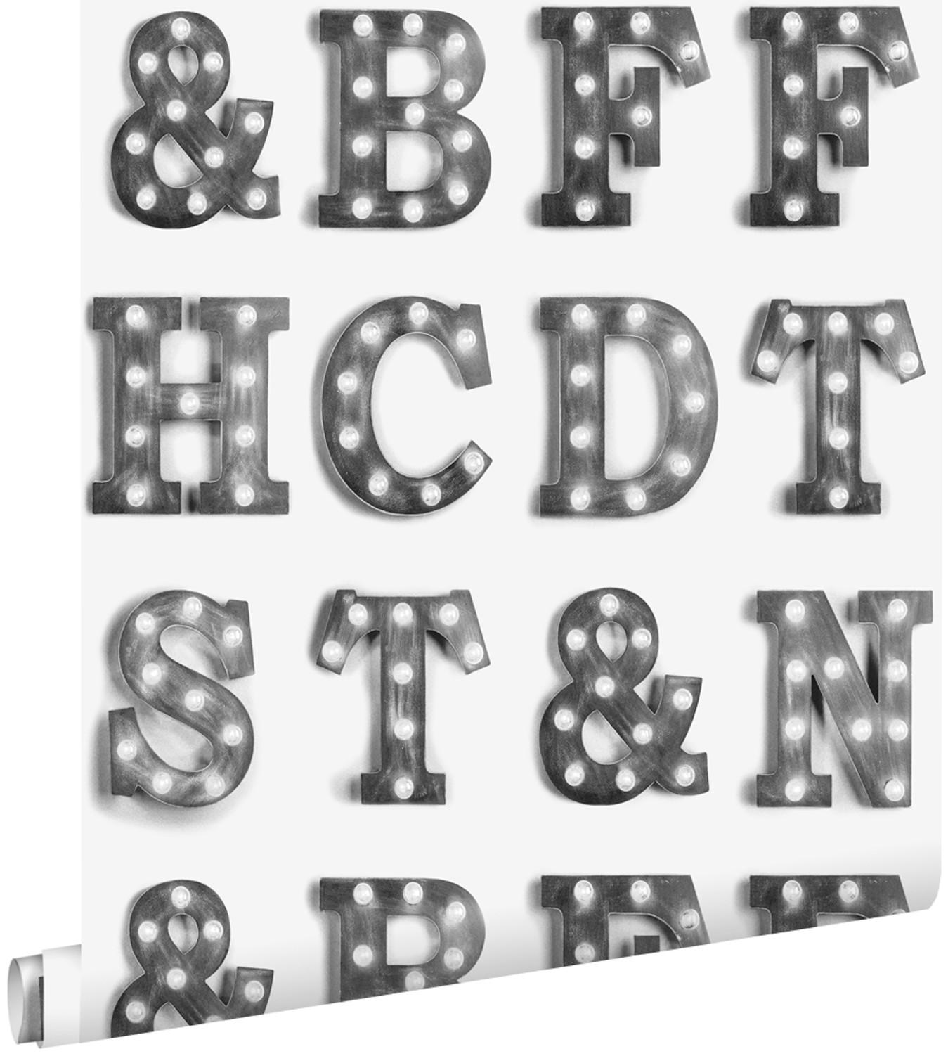 TAPETE Leuchtbuchstaben 53 cm x 10.05 m - Schwarz, Papier (53/1000cm) - ESTAhome