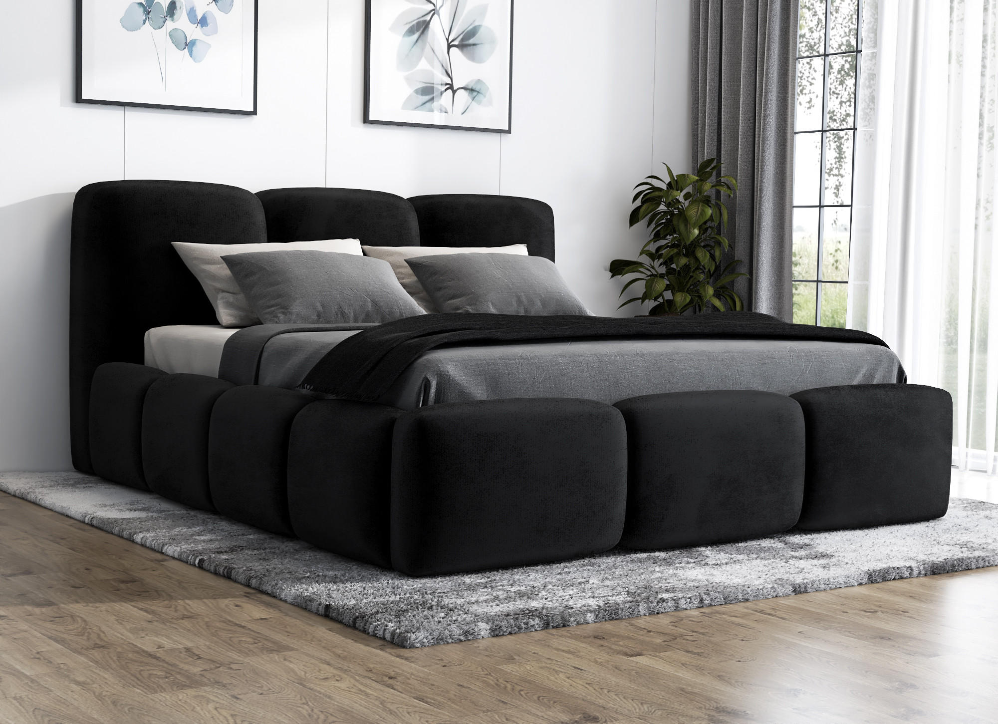 POLSTERBETT STAR 120x200 Schwarz - Schwarz, Textil (120/200cm) - A&J MöbelLand