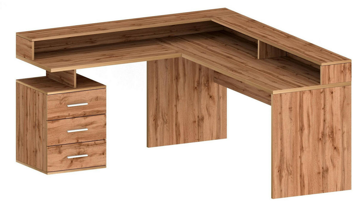 ECKSCHREIBTISCH Eiche 90/180/160 cm - Braun, Holzwerkstoff (90/180/160cm) - DMORA