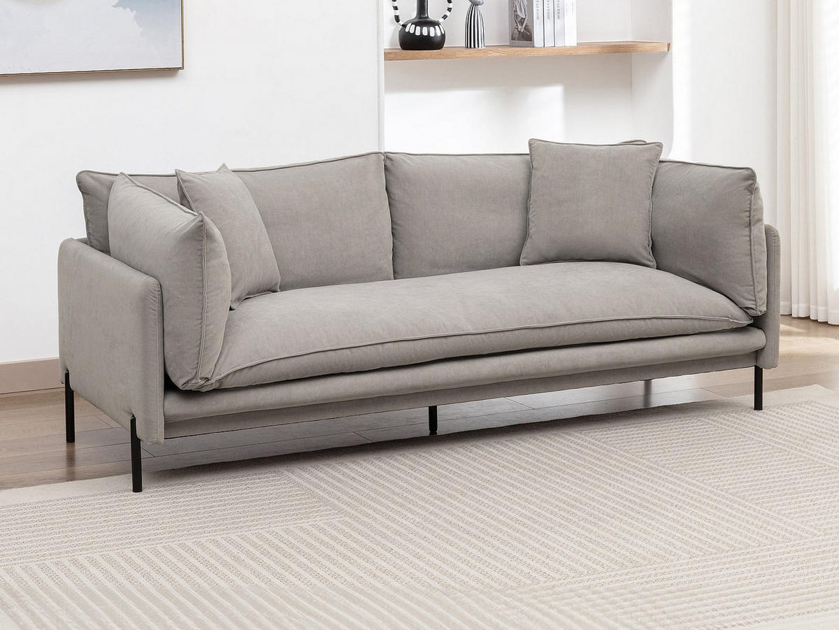 SOFA 3-Sitzer - Stoff - Grau - CORFINO - Grau, Textil (200/78.5/87.5cm) - Vente-Unique