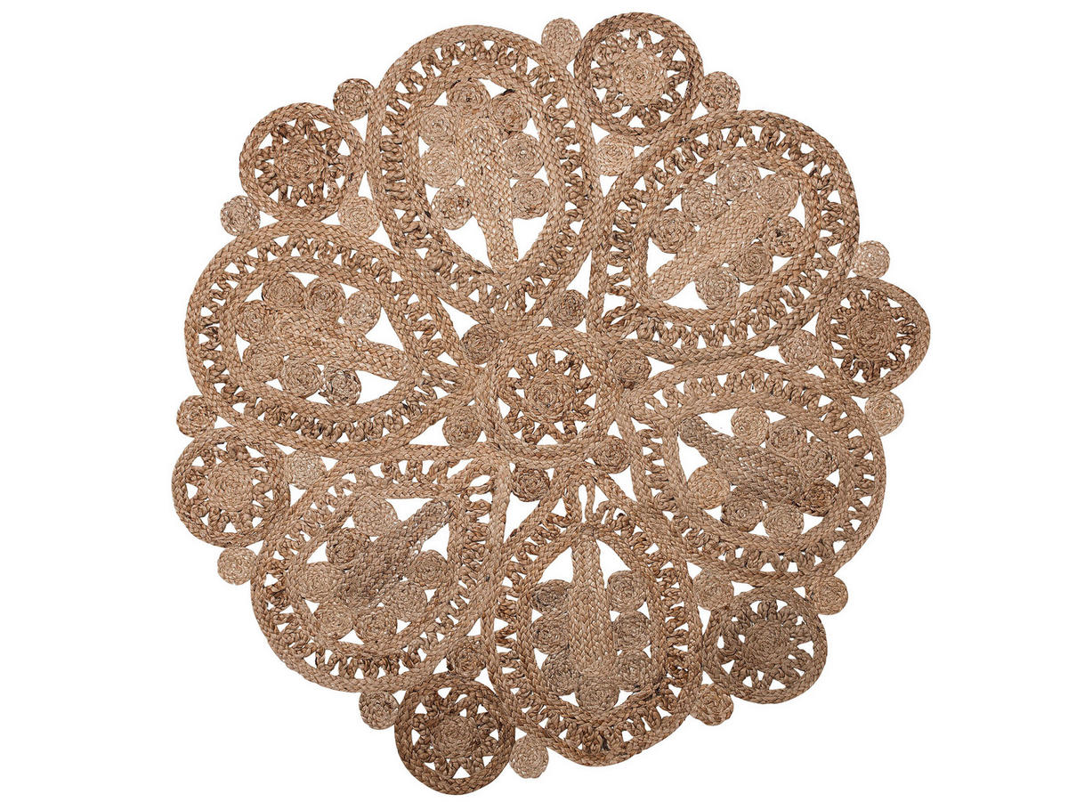 TEPPICH geflochten Bucak 120/120 cm - Beige, Naturmaterialen (120/120cm) - Beliani