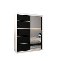 SCHWEBETÜRENSCHRANK 200/150/62 2-türig - Silberfarben/Schwarz, Holz/Kunststoff (150/200/62cm) - MÖBEL KRYSPOL