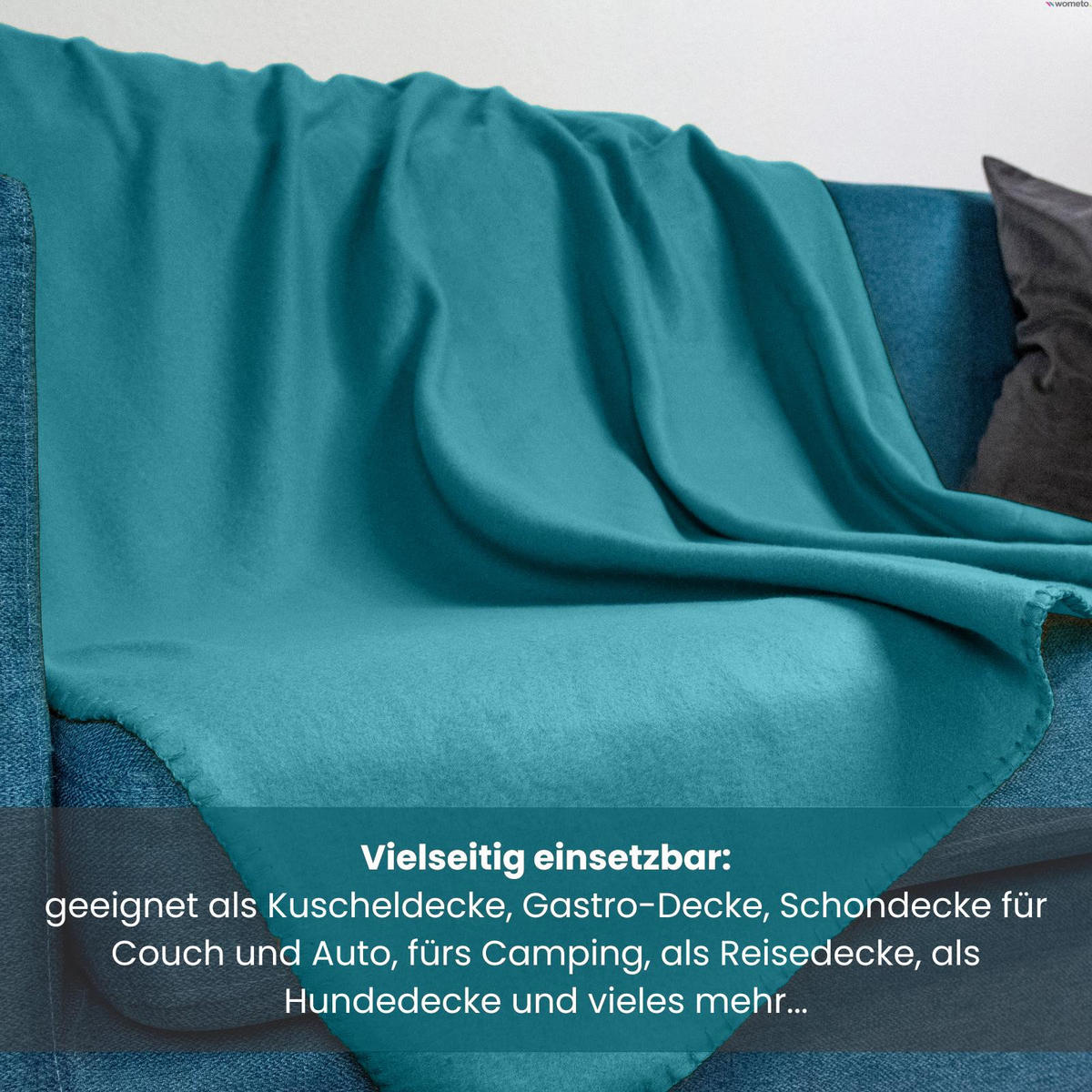 FLEECEDECKE 2er Set türkis 130/160 cm Kettelrand Anti-Pilling - Türkis, Textil (130/160cm) - wometo