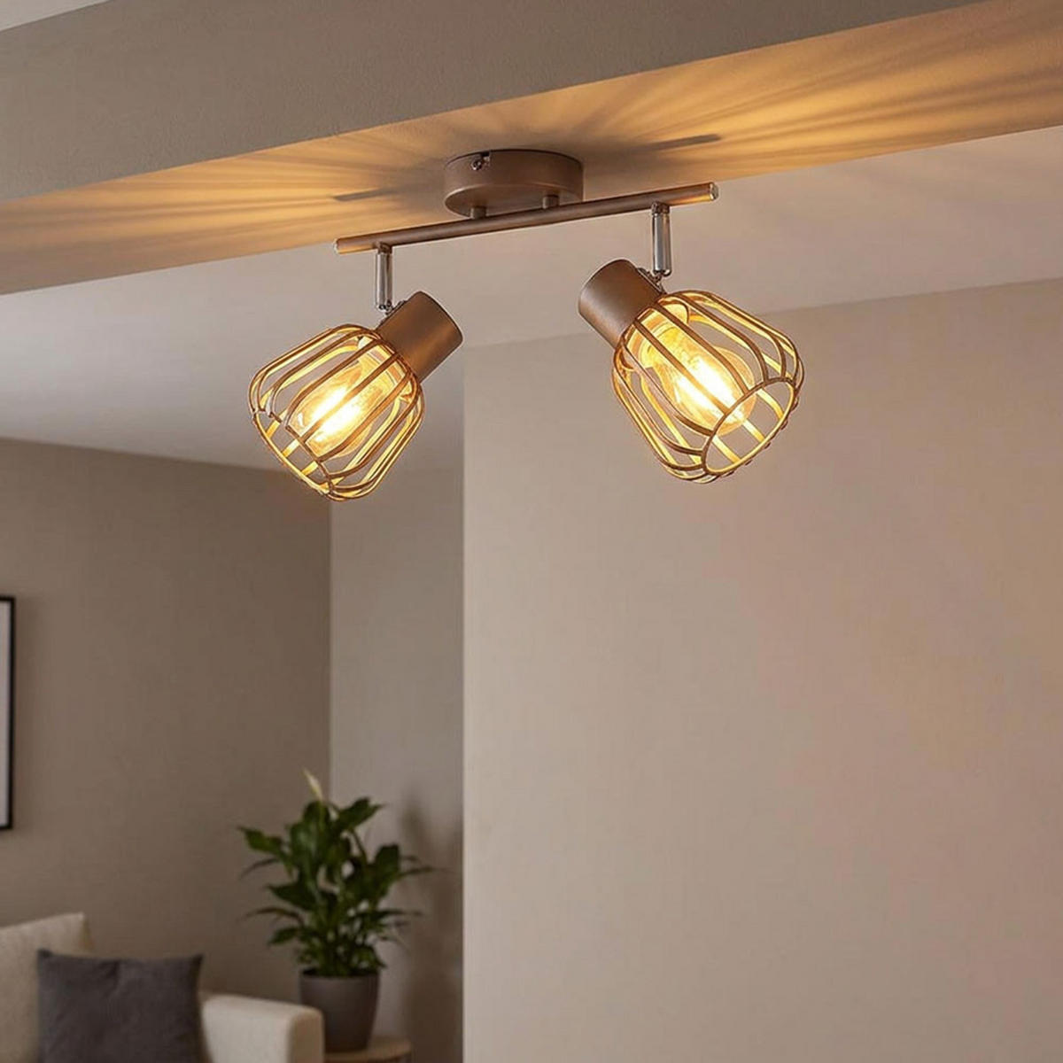 LED DECKENLEUCHTE OLIN Metall Braun, 2-flammig, schwenkbar - Braun, Glas (30/17.5/12.5cm) - Globo Lighting