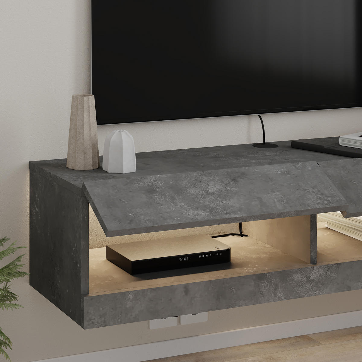 TV-LOWBOARD Moon Retro-Grau 120/33,8/30 cm - Grau, Holzwerkstoff (120/30/33.8cm) - Decortie