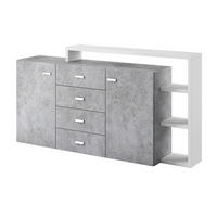 SIDEBOARD Ilyes Weiß und Beton - Weiß, Holzwerkstoff (180/98/37cm) - Petits-meubles