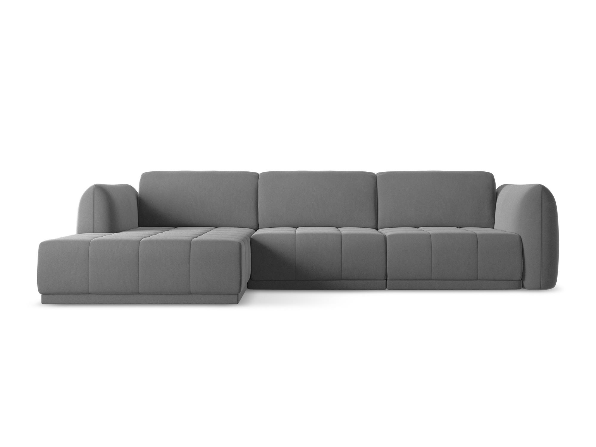 ECKSOFA Links Samt Stoff Grau - Schwarz/Grau, Kunststoff/Textil (170/290cm) - Makamii