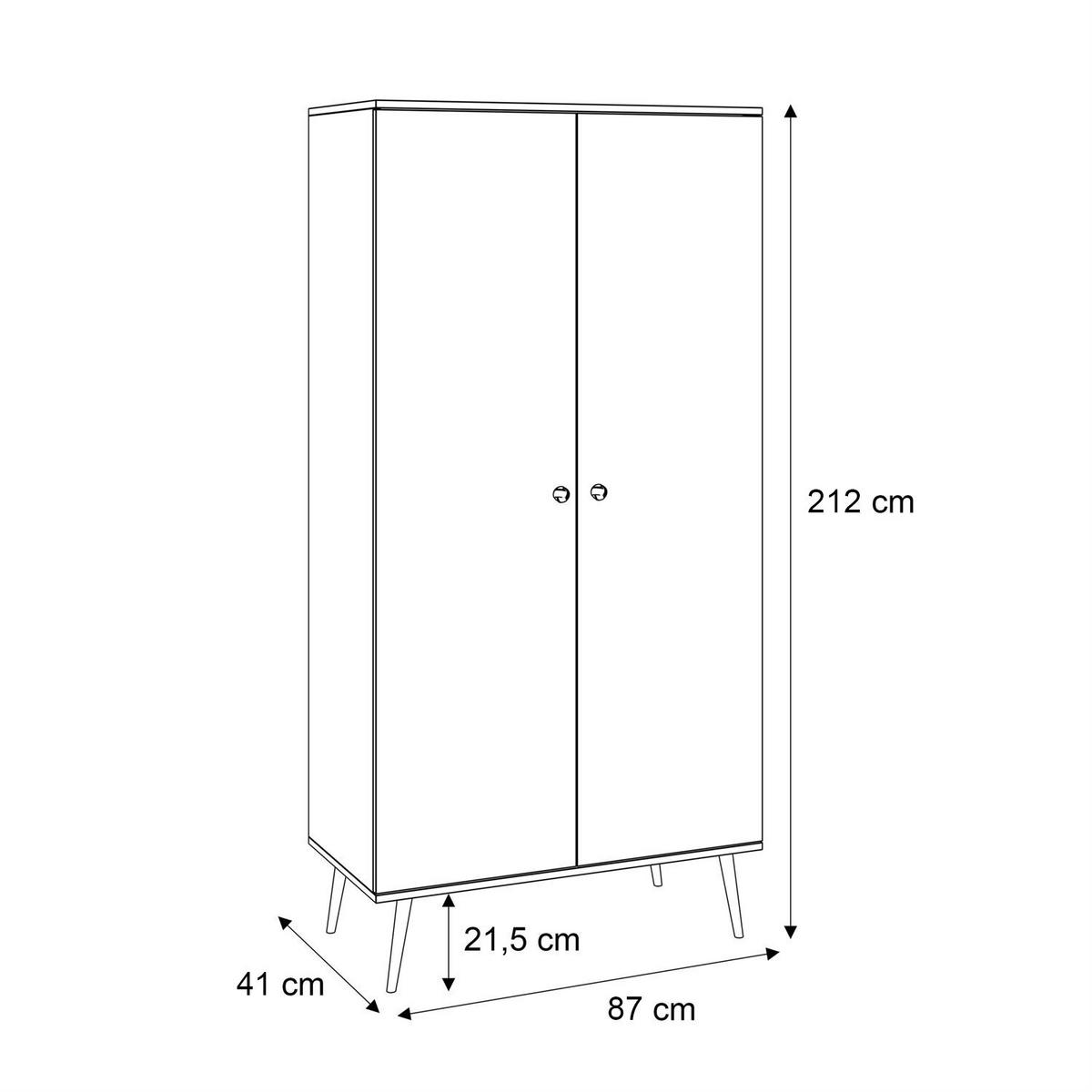 KLEIDERSCHRANK Zweitüriger HARMONY Craft Gold Eiche - Eichefarben, Holzwerkstoff (87/212/41cm) - Lookway