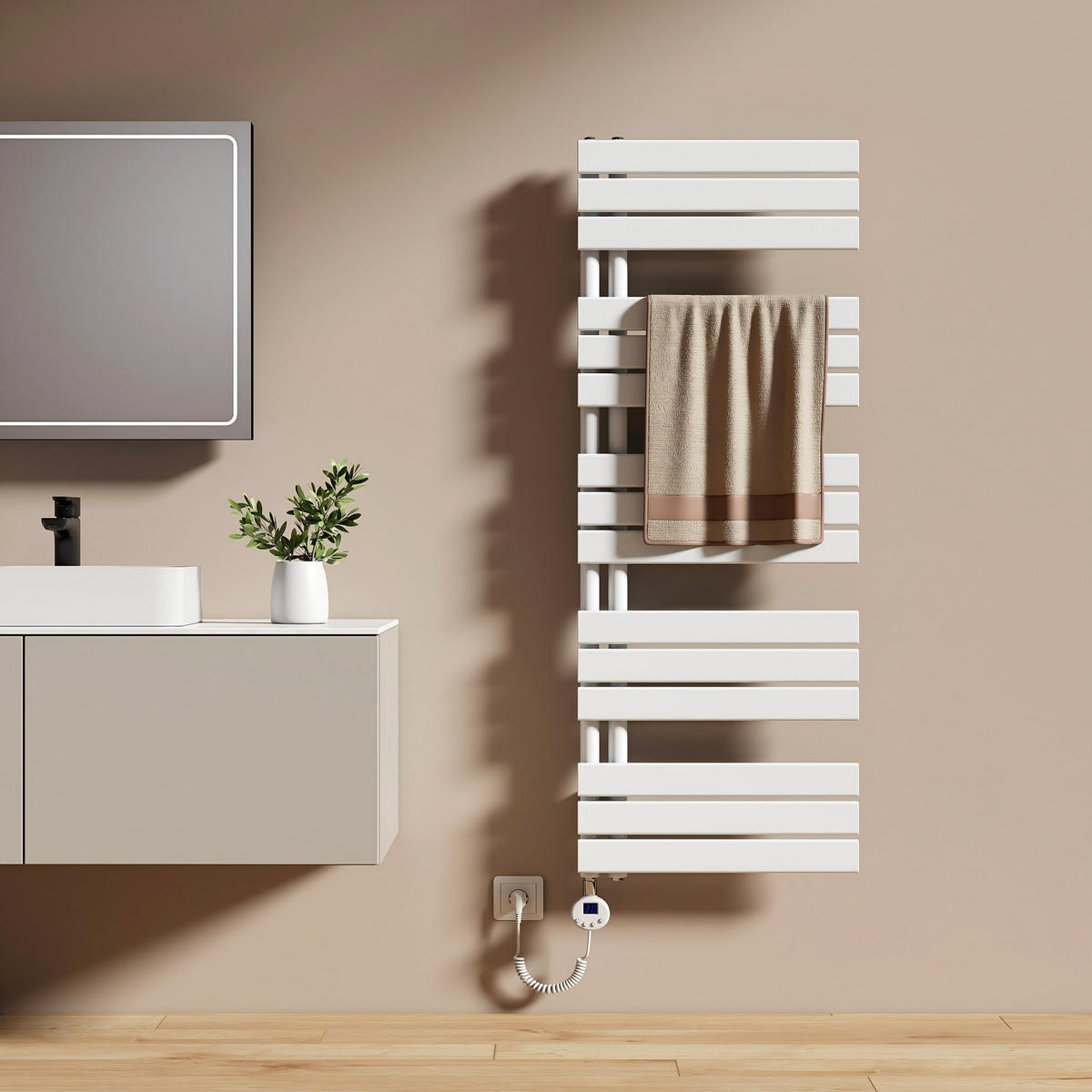 HEIZKÖRPER Elektrisch WLAN Thermostat Weiß 132/60 cm - Weiß, Metall (50/132/5.9cm) - EMKE