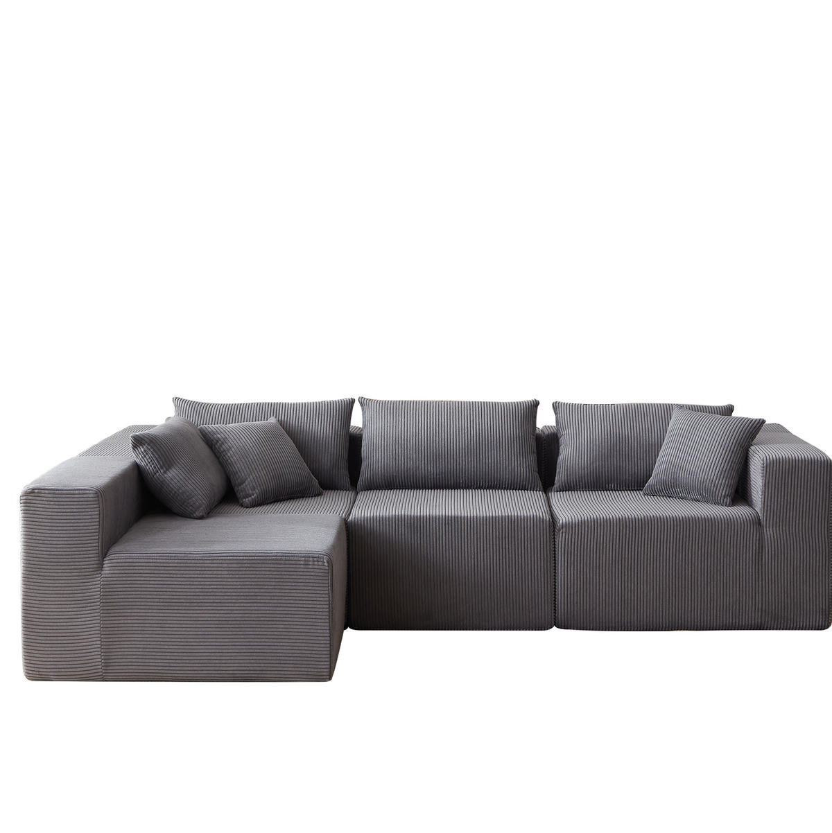 SOFA L-Form modular Cord Grey - Grau, Kunststoff (167/264cm) - Meubliv