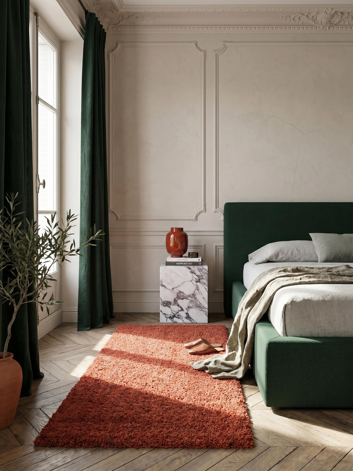 HOCHFLORTEPPICH RHEIN, einfarbig, aus Polypropylen, Terrakotta, 60 x 110 cm - Orange, Textil (60/110cm) - KADIMA DESIGN