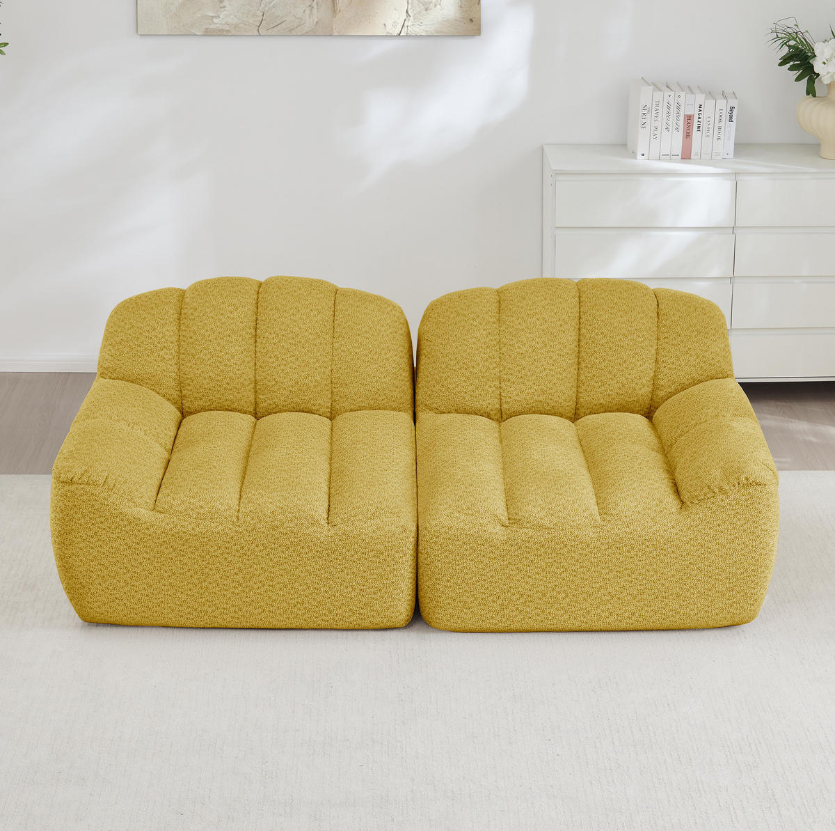 SOFA 210/104/79 cm in Gelb mit Fleece-Bezug, ohne Montage - Gelb, Textil (104/79/210cm) - Flora Grace