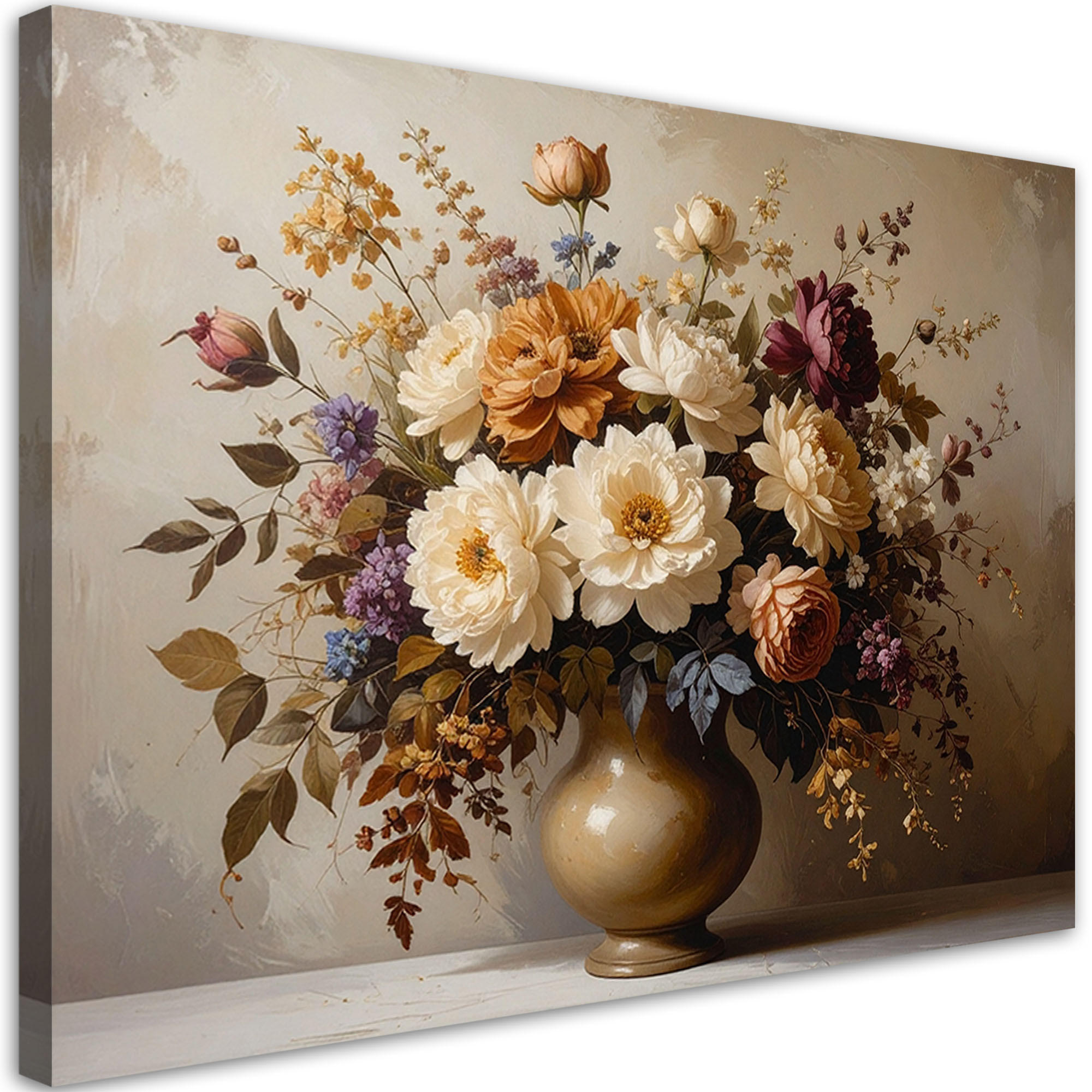 LEINWANDBILD Blumen 45x30cm - Beige, Textil (45/30cm) - Feeby