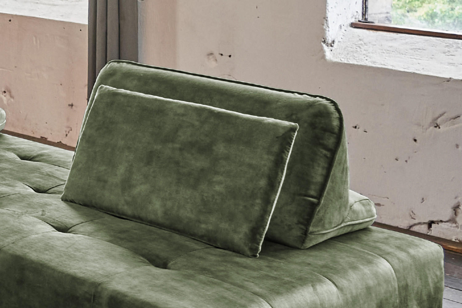 RÜCKENKISSEN WIOLO Grün Velvet - Grün, Textil (80/46cm) - KAWOLA