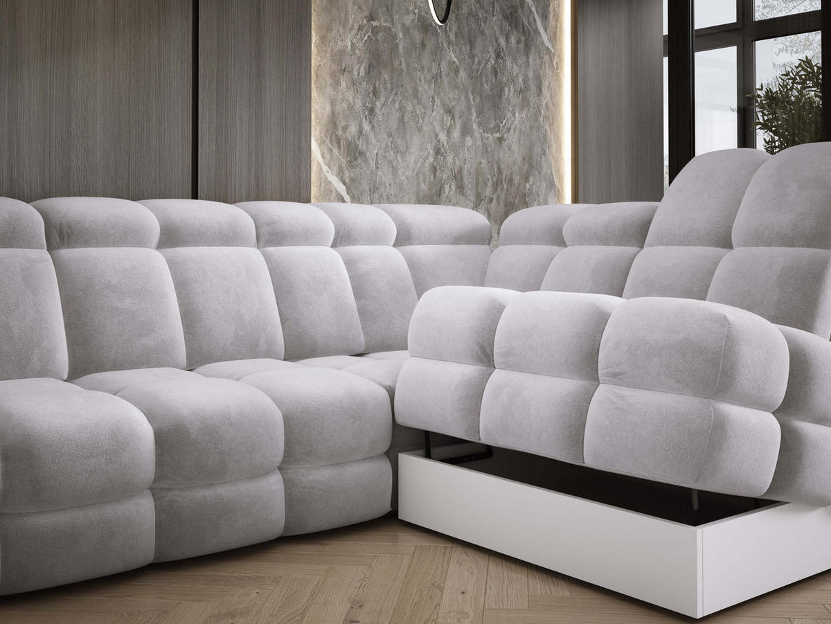 ECKSOFA TOLLO Salvador-stoff L-form 302x217x105 cm silber - Alufarben, Holz/Textil (217/302cm) - DomoHome