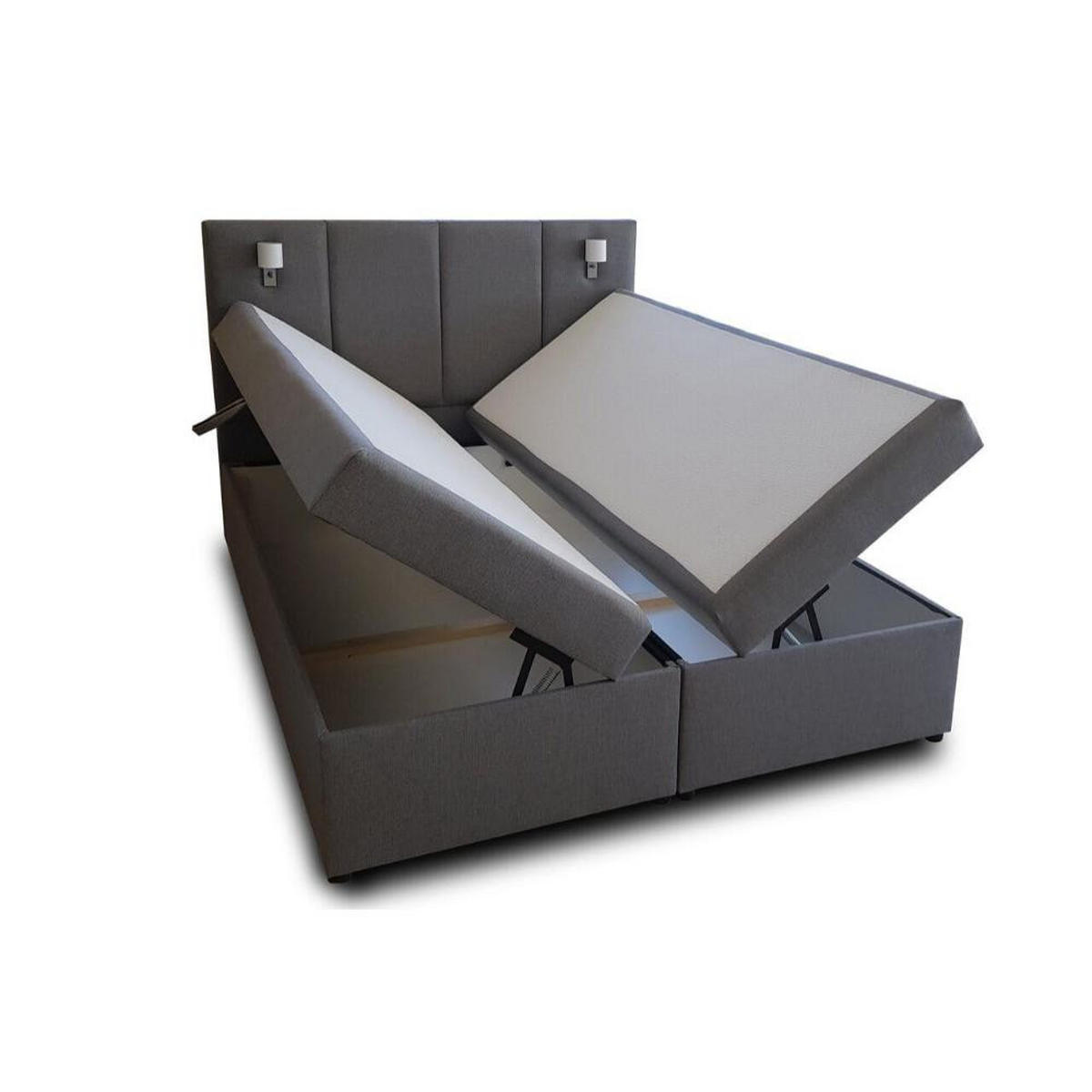 BOXBETT Parma Bonellfederkern inkl. 7-Zonen Topper T-30 mit Bettkasten - Blaugrau, Holz/Holzwerkstoff (120/200cm) - Best For Home
