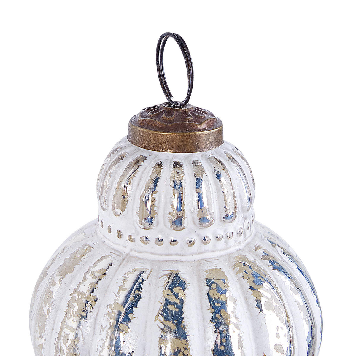 WEIHNACHTSBAUMKUGELN 11/14 cm Silber Cremeux - Silberfarben, Glas (10/14/10cm) - Beliani