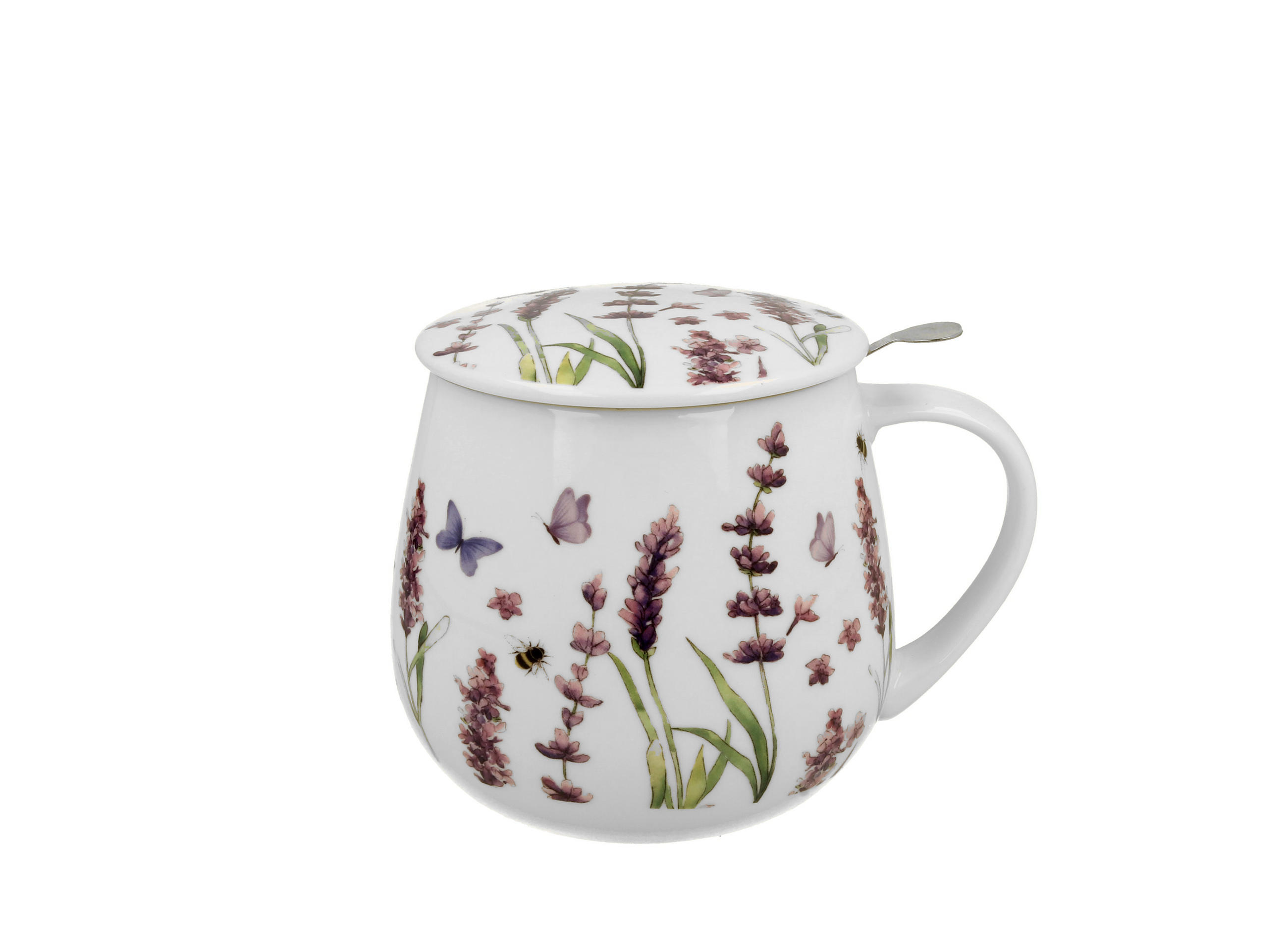 TEETASSE mit Sieb in Fassform CLASSIC LAVENDER - Weiß, Keramik (0.43L) - DUO PORCELAIN