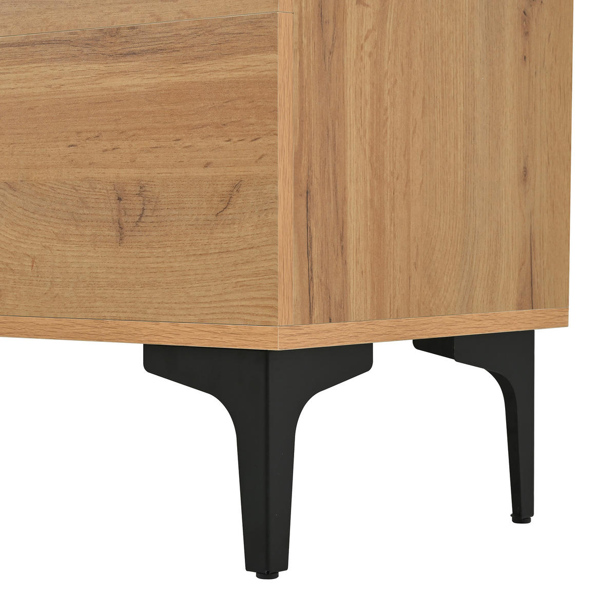 KUCHYŇSKÁ SKŘÍŇ bílá, úložný prostor, moderní minimalistický design, do obývacího pokoje, 120×35×76 cm - přírodní/černá, kov/kompozitní dřevo (120/76/35cm) - STILVORA