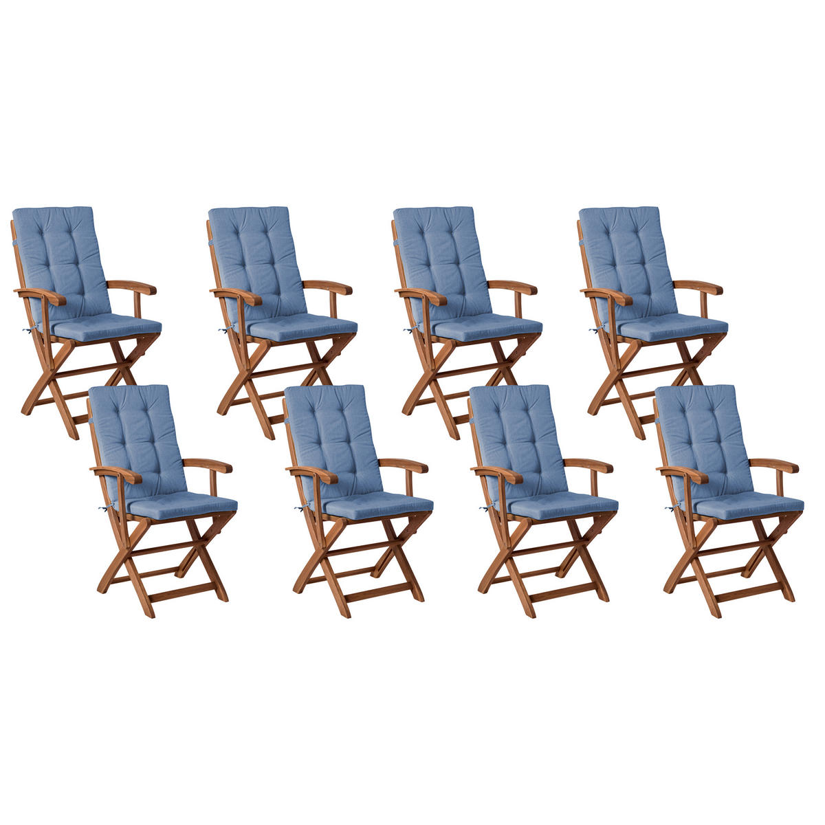 GARTENMÖBEL-SET 8-Sitzer Blau Akazienholz Maui Premium - Braun, Holz - Beliani