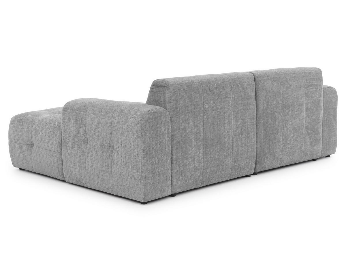 ECKSOFA Kozy im Bumpy-Design mit fester Rückenlehne aus weichem Hellgrau Chenille-Stoff - Ottomane rechts - Hellgrau/Schwarz, Holz/Kunststoff (234/161cm) - S-Style Möbel